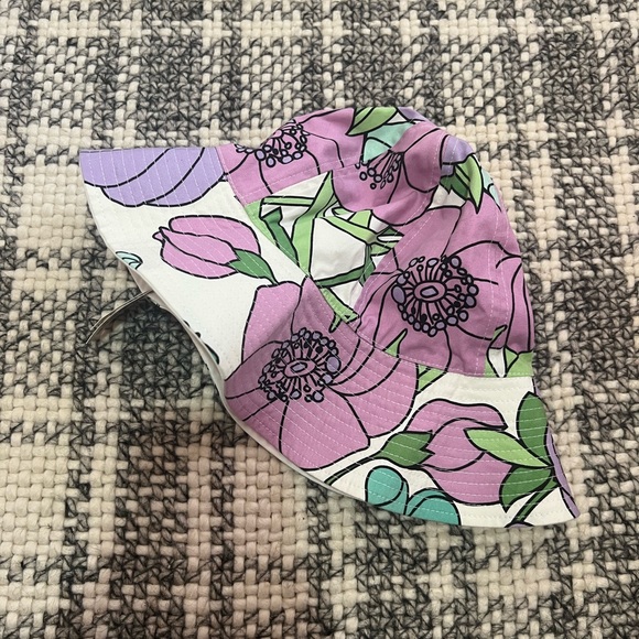 Ann Taylor Loft Purple White Green Shoulder Bag w Matching Reversible Bucket Hat - Picture 9 of 10